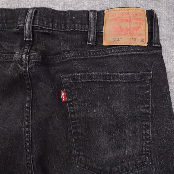 VTG Y2K Levi's 514 Straight Leg Classic Fit 38x30 Dark Wash Black Denim Jeans - Picture 7 of 13